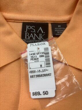 Jos. A. Banks NWT Men's Orange 100% Cotton Short Sleeve Polo sz M